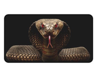 Tapis de bureau design serpent, tapis de jeu cobra, tapis de souris serpent, cadeau pour amoureux des serpents, décoration de bureau pour amoureux des serpents, accessoire technique cool pour papa, décoration serpent