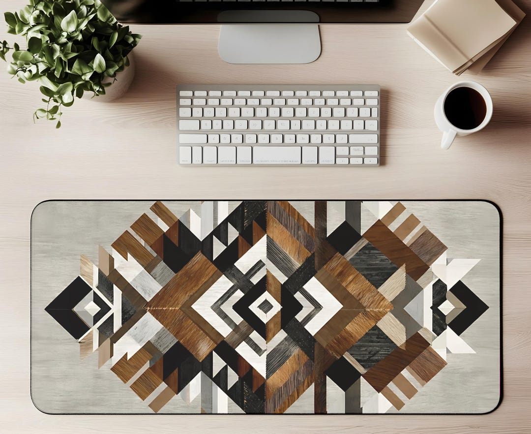 Geometric Wood Pattern Desk Mat Western Wood Pattern Mouse Pad ...