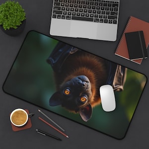 Cute Bat Desk Mat Animal Lover Gift Large Mouse Pad Gothic Office Decor Halloween Gaming Mat Fruit Bat Desk Accessory Spooky Aesthetic PC