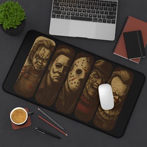 Horror Movie Desk Mat Scary Villain Mouse Pad Large Gaming Mat Spooky Halloween Office Desk Accessory Creepy Gift for Horror Lovers Desktok image 7