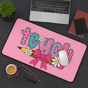 Chic Teacher Desk Mat Teacher Gaming Mat Teach Mouse Pad Classroom Gift For Teacher Classroom Decor Desk Accessory Cute Workstation Mat PC