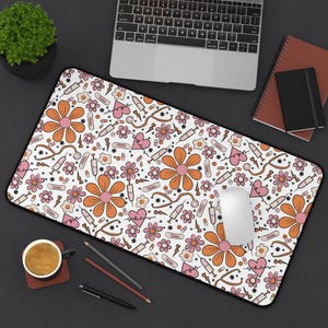 Floral Nurse Desk Mat Medical Gaming Mat Nurse Mouse Pad Stethoscope Nurse Gift Aesthetic Desk Pad Large Keyboard Mat Gift For Nurse