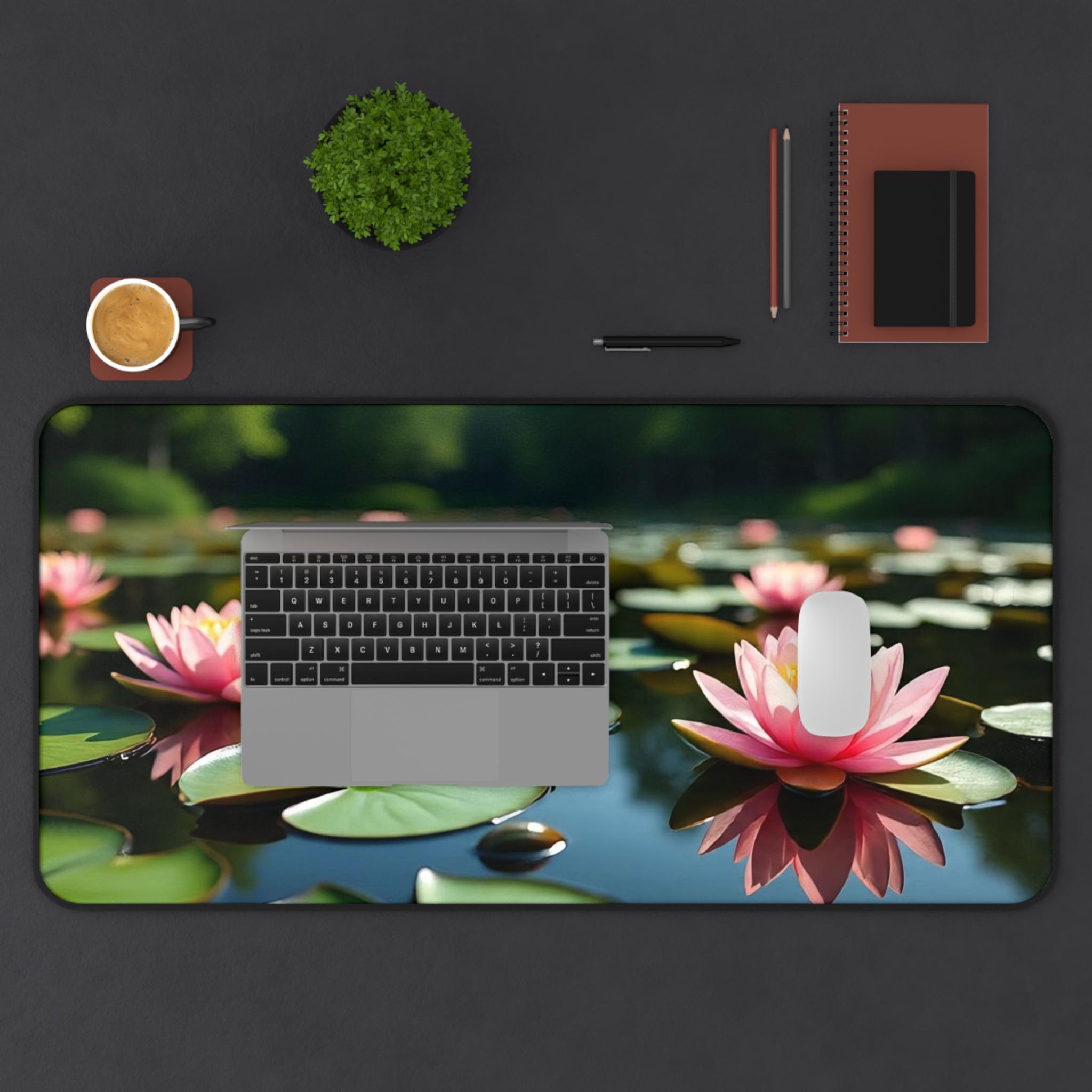 Pretty Pink Water Lillie Tappetino Mouse Pad Fiore Lilly - Morbido E Portatile - Regalo Per Mamma - 19,6x23,5 Cm