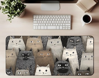 Cute Cat Desk Mat | Cute Catful Mouse Pad Home Office Accessories, Gift for Cat Lovers, Animal Themed Decor, Fun Workspace Decoration