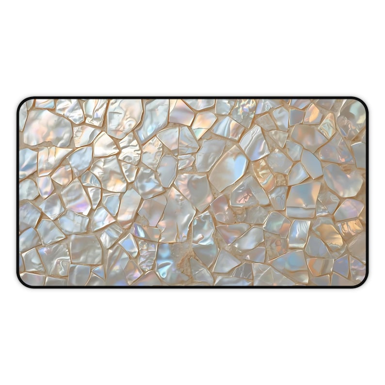 Mother of Pearl Mosaic Desk Mat | Iridescent Pattern Mouse Pad - Etsy