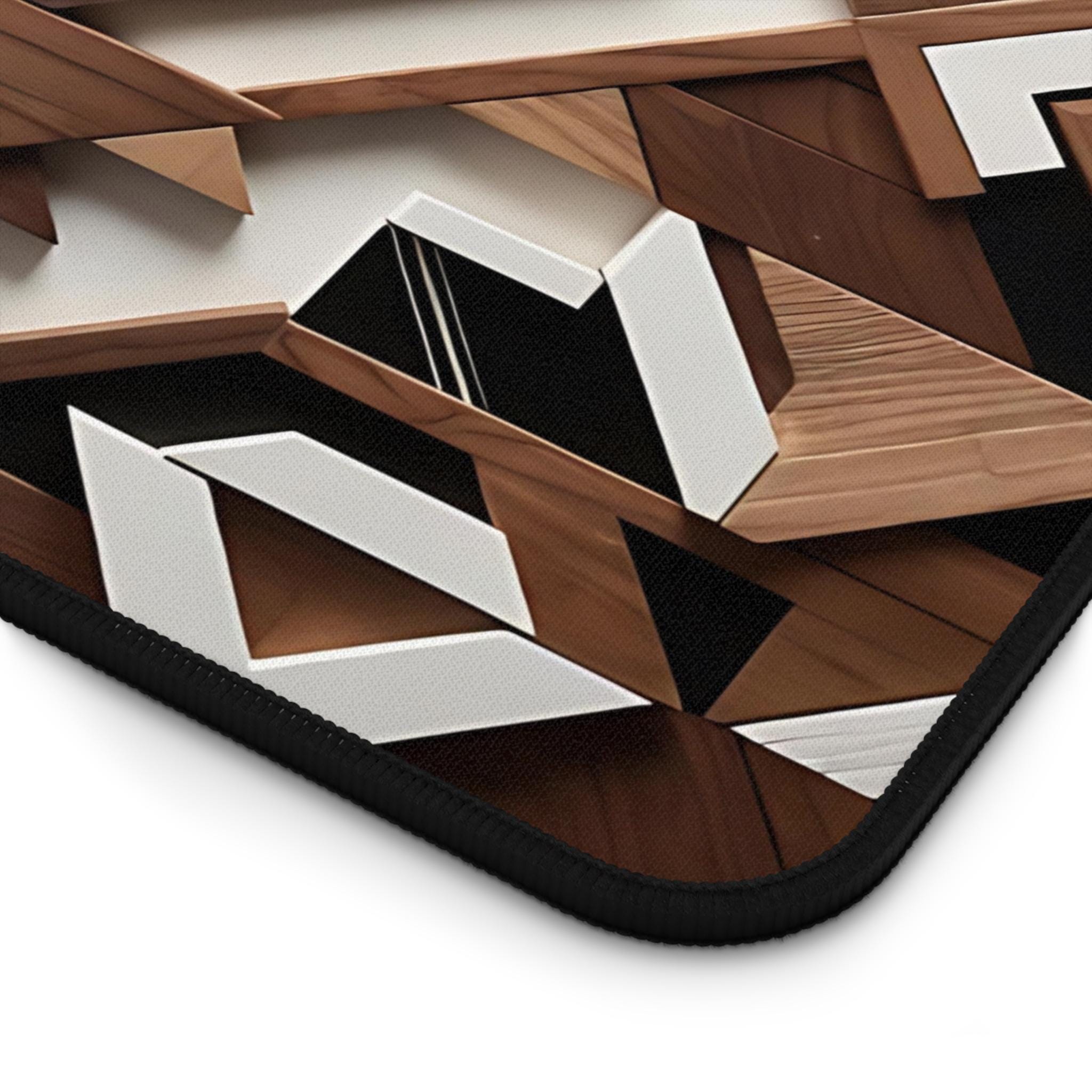Geometric Tribal Wood Pattern Desk Mat | Aztec-inspired Office Deskpad ...