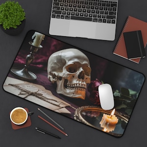 Gothic Skull Desk Mat Gothic Gaming Mat Dark Academia Mouse Pad Gothic Lover Gift For Her Tech Accessory Pretty Keyboard Mat Book Lover