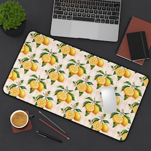 Lemon Desk Mat Lemon Gaming Mat Lemon Mouse Pad Lemon Lover GIft For Her Home Office Tech Accessory Laptop Pad PC Aesthetic Desk Decor