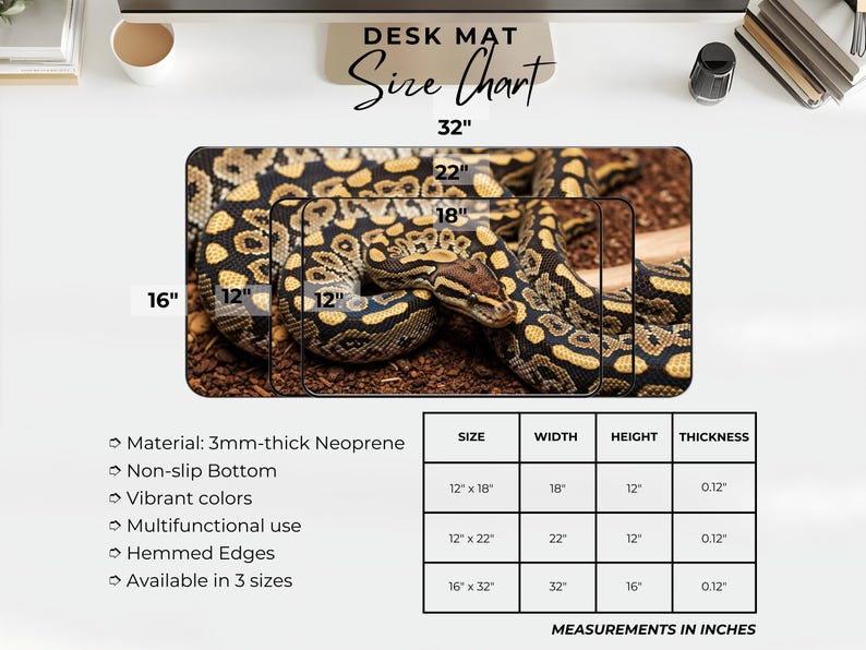 Python Desk Mat Snake Gaming Mat Snake Mouse Pad Snake Lover Gift For Snake Love For Home Office Setup image 3