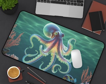 Octopus Schreibtischmatte Octopus Gaming Mauspad Nautische Ästhetik Schreibtische Oktopus Liebhaber Geschenk für Oktopus Liebhaber Tastatur Matte Cooles Tech Accessoire