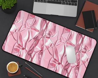 Pink desk mat pink metallic gaming mat large mouse pad for her office home desk accessories computer keyboard mat cute pastel decorative  pc