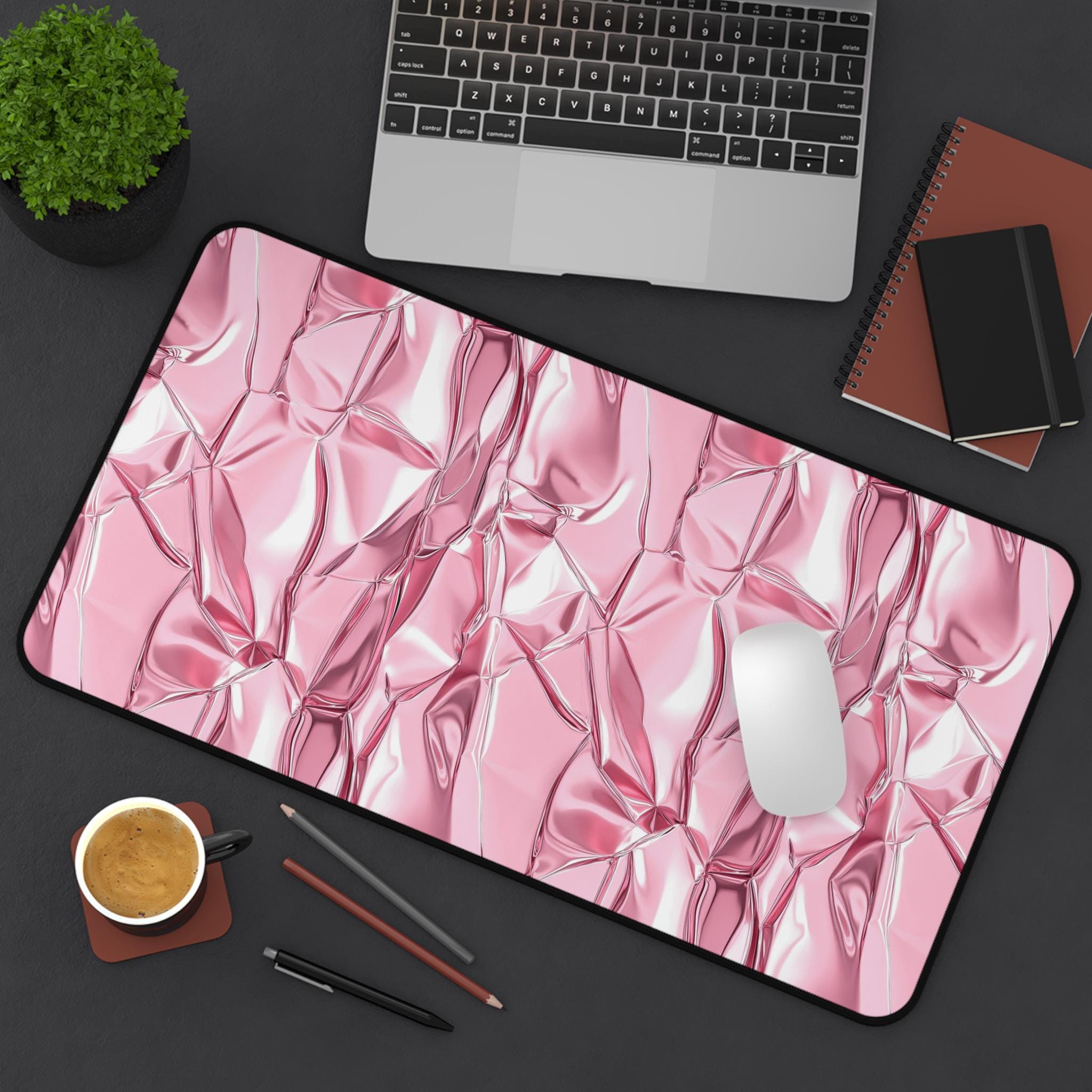 Pink Desk Mat Pink Metallic Gaming Mat Large Mouse Pad for Her Office ...