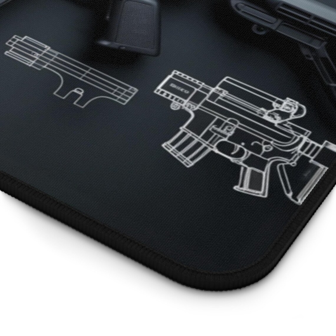 Blueprint Table Mat Tactical Desk Mat Gun Blueprint Desk Mat Gaming Mat Large Mouse Pad ...
