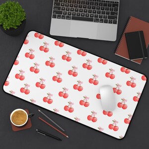 Cherry Desk Mat Cute Cherry Gaming Mat Cherry Blossom Cherry Tree Small Cherries Mouse Pad Cottagecore Keyboard Mat Laptop PC Decorative