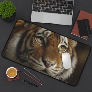 Majestic Tiger Desk Mat Tiger Gaming Mat Tiger Mouse Pad Tiger Lover Gift For Dad Officer Decor Extended Mouse Pad Cool Tech Accessory PC