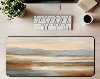 Coastal Abstract Landscape Desk Mat Abstract Landscape Mouse Pad Minimal Art Desk Mat Neutral Abstract Gaming Mat Modern Office Decor
