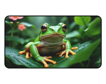 Vibrant Frog Desk Mat Frog Mouse Pad Frog Gaming Mat frog Lover Gift For Frog Decor For Home Office Desk Setup XXL Deskmat Laptop
