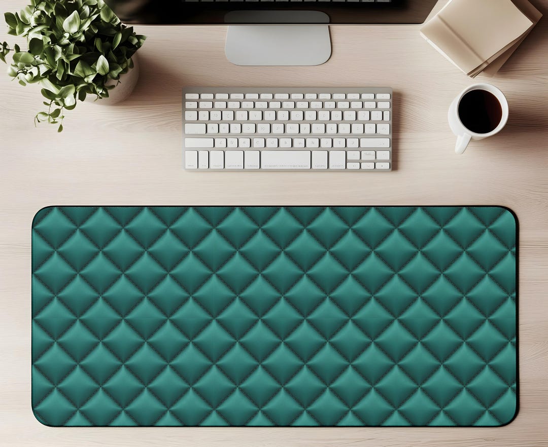 Teal Quilted Pattern Desk Mat | Padded Diamond Texture Mouse Pad - Etsy