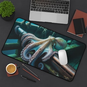 Octopus Desk Mat Octopus Gaming Mat Nautical Office Decor Sea Lovers Gift for Marine Biologists Ocean Themed Tech Accessory Mouse Pad XL