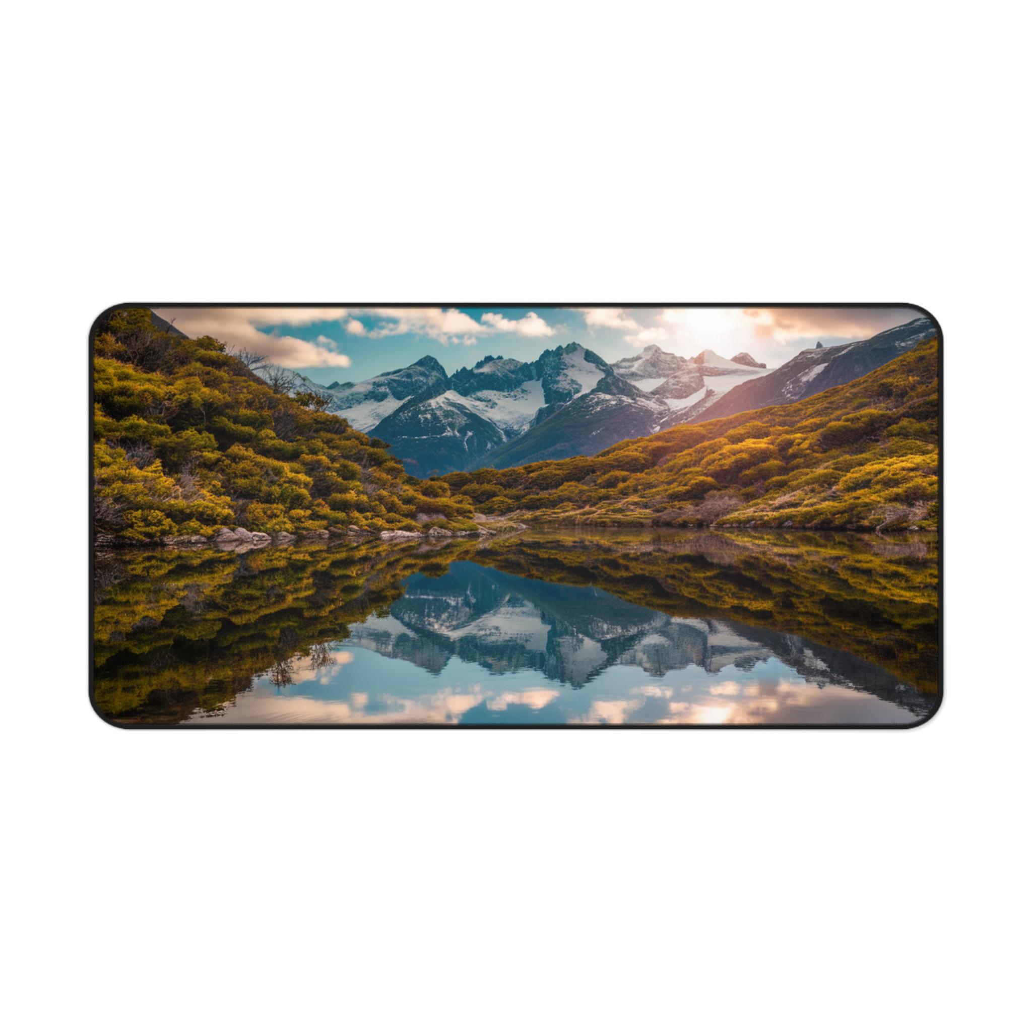 Scenic Mountain Desk Pad, Nature-Inspired Desk Mat, Adventure Landscape, Painterly Mountain Mousepad, Tranquil Valey Desk Toppers – Epic Design Pads