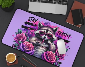 Süße Waschbär Schreibtischmatte Bleib Trashy Waschbär Gaming Maus Pad Komfort Matte Schreibtischmatte Trash Panda PC Laptop Computer Deesktok