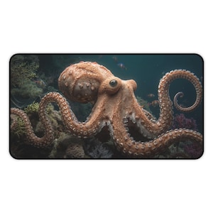 Octopus Desk Mat Large Mouse Pad Underwater Ocean Gaming Mat Realistic Marine Life Sea Creature Desk Accessory Gift For Dads Office Decor PC