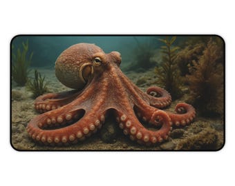 Vom Ozean inspirierte Krake Schreibtischmatte Oktopus Spielmatte Krake Mauspad Nautisches Dekor Geschenk für Meeresliebhaber Büro Schreibtisch Top Zubehör Laptop Pad