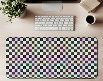 Pastel Checkerboard Desk Mat Checkered Mouse Pad Office Decor Colorful Workspace Accessory Gift for Students Vibrant Desk Decor