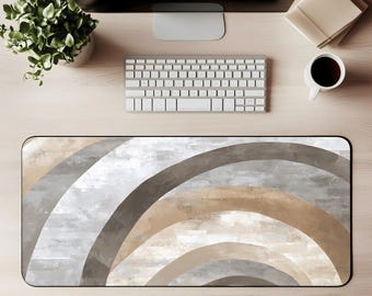 Abstract Arch Desk Mat Abstract Arch Mouse Pad Neutral Modern Gaming Desk Minimalist Earth Tone Office Workspace Decor