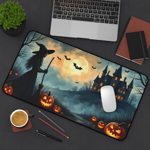 Halloween Gaming Mat Halloween Desk Mat Spooky Mouse Pad Witch Pumpkin Design Fall Vibes Halloween Lover Gift For Halloween Lover Keyboard