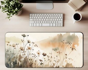 Watercolor Wildflowers Desk Mat | Muted Floral Mouse Pad