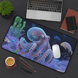 Oceanic Octopus Desk Mat Octopus Gaming Mat Octopus Mouse Pad Octopus Lover Gift For Octopus Lover Ocean Lover Gift Extended Mouse Pad
