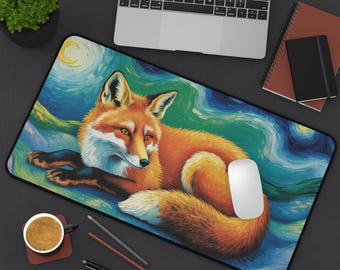 Fox Art Schreibtischmatte: Van Gogh Sternennacht Inspirierte Bürodeko