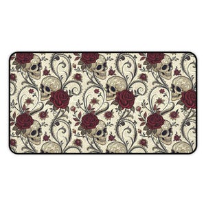 Gothic Floral Desk Mat Victorian Gothic Gaming Mat Skull Mouse Pad Elegant Gothic Decor Girly Gift For Gothic Lover Girly Gothic Aesthetic