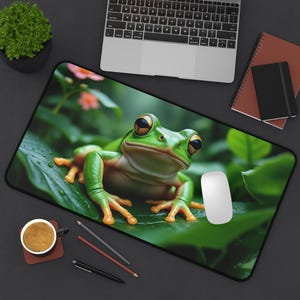 Vibrant Frog Desk Mat Frog Gaming Mat Frog Mouse Pad frog Lover Gift For Frog Lover Frog Decor For Home Office Desk Setup XXL Deskmat Laptop