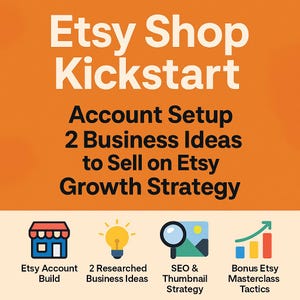 Etsy Shop Kickstart: Kontouppsättning + 2 heta varor att sälja på Etsy + Tillväxtstrategi + Miniatyrbild