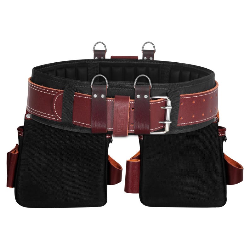 thumbnail image 2 of FUERI Heavy Duty Leather Tool Pouch - 4 Pocket Carpenter & Electrician Belt Bag Organizer 2 of 4