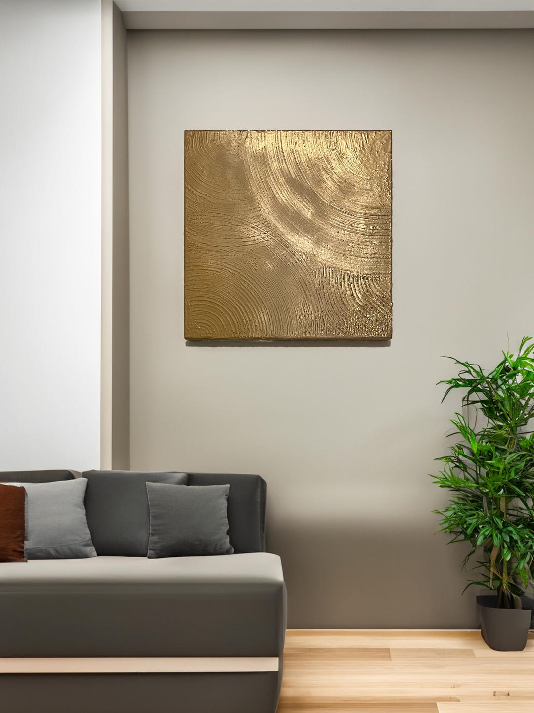 Textured Gold Abstract Wall Art - Original Mixed Media Painting on ...
