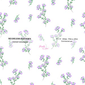 Cottagecore Ditsy Purple Wildflower Seamless Pattern | Tiny Floral Digital Paper with Leaves | Instant Download Botanical print