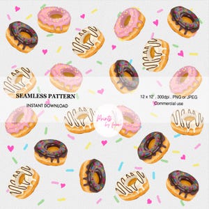 Donut Seamless Pattern | Cute Dessert Digital Paper | Kawaii Sweet Food Clipart | Pastel Donuts Background for Sublimation & Fabric