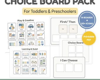 Autism Choice Board Printable, Toddler Visual Choice Cards, Preschool Choice Board