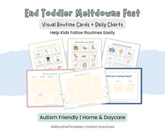Autism Visual Routine Cards for Toddlers, First Then Board, Daily Schedule Printable