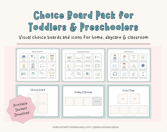 Autism Choice Board Printable, Toddler Visual Schedule, Calm Down Board, Routine Cards