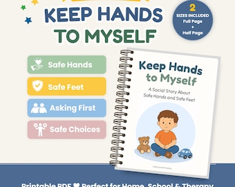 Keep Hands to Self Social Story Printable, Autism Friendly Visual Tool, Digital Download