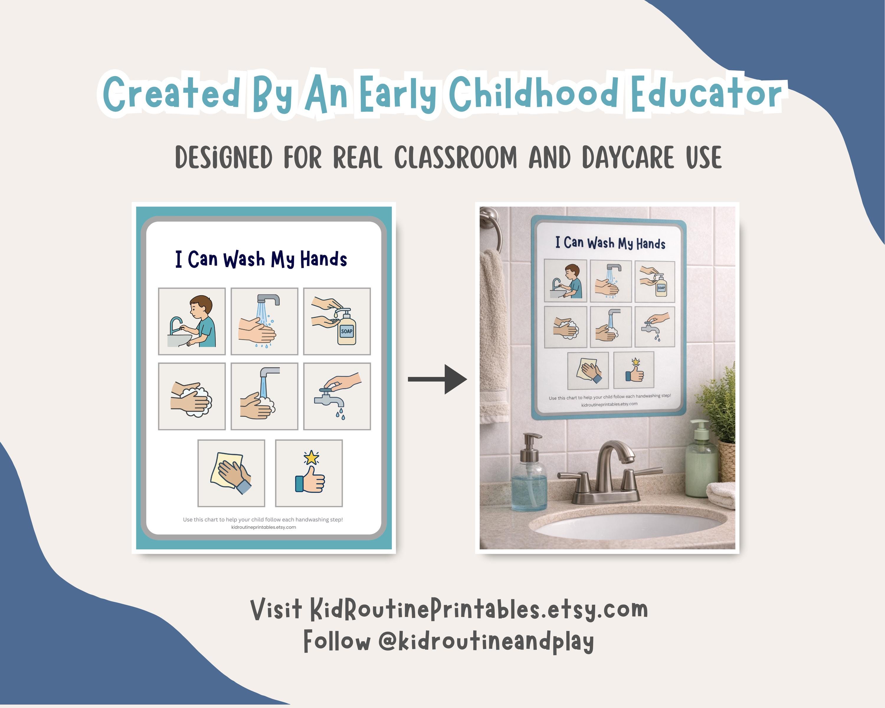 Handwashing Visual Chart Printable for Toddlers, Step by Step Hygiene ...