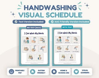 Tabla visual imprimible para el lavado de manos para niños pequeños, rutina de higiene paso a paso, descarga digital.
