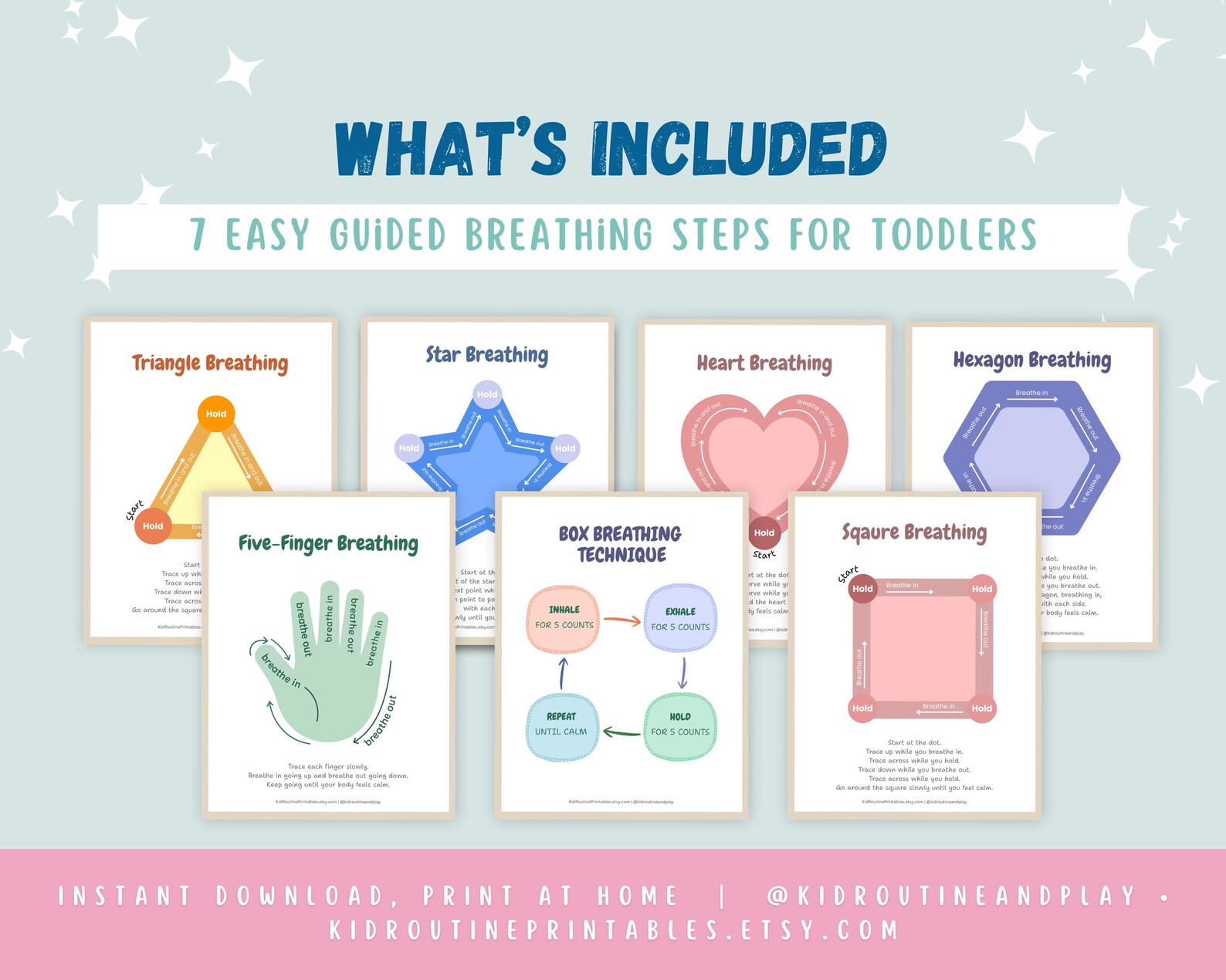 Calm Down Breathing Charts Printable, Coping Skills for Kids - Etsy