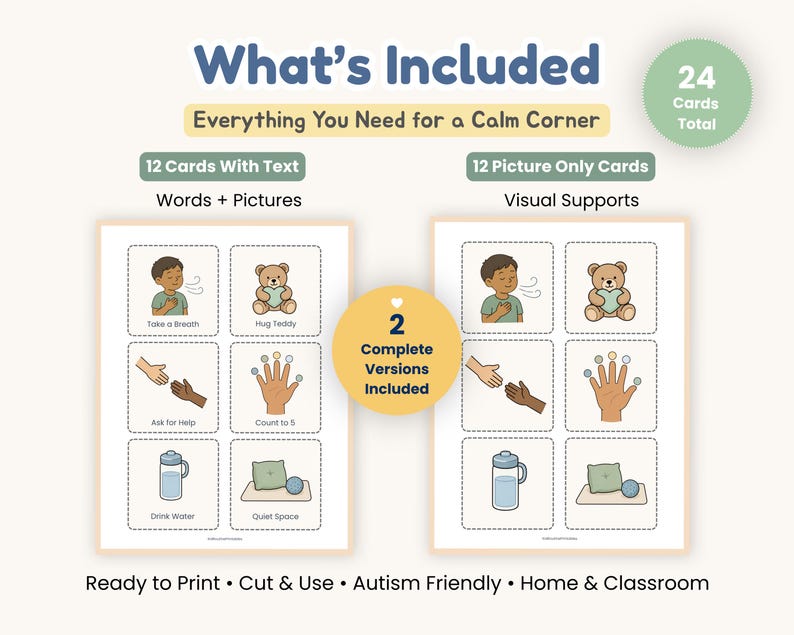 Calm Down Choice Cards, Autism Support Printable, Toddler Calm Corner PDF image 2
