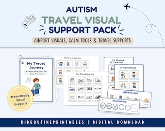Autism Travel Visual Support Pack Printable PDF, Airport Schedule, Hotel Routine Cards, Digital Download