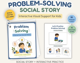 Problem Solving Social Story, Visual Supports & Social Skills Printable PDF for Kids